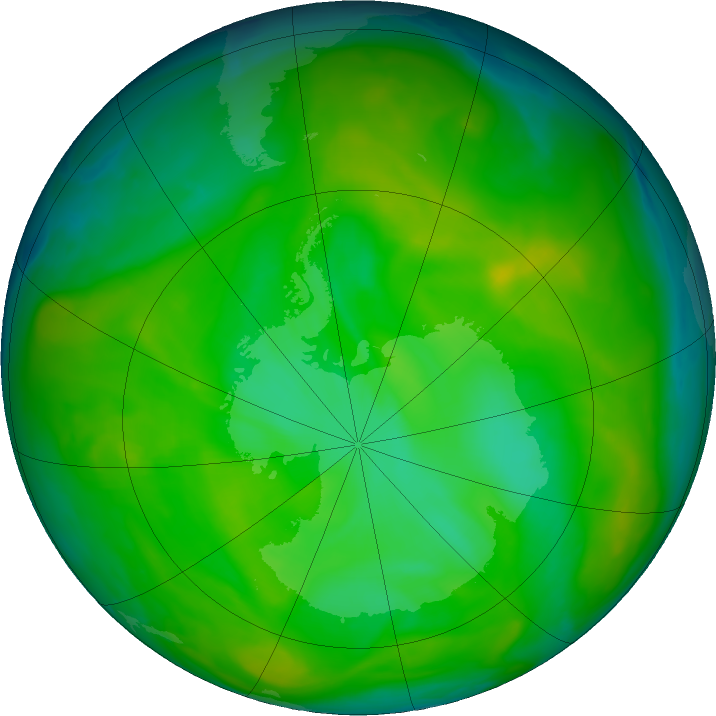 Antarctic ozone map for 06 December 2019